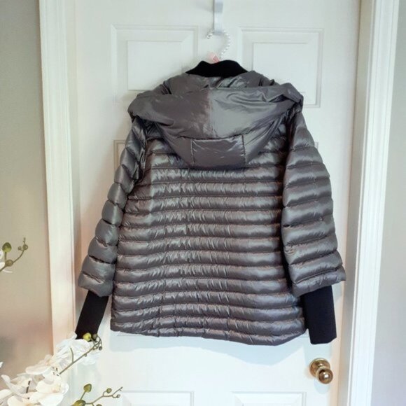 EUC Calvin Klein silver down hooded puffer coat 1X - Picture 6 of 6